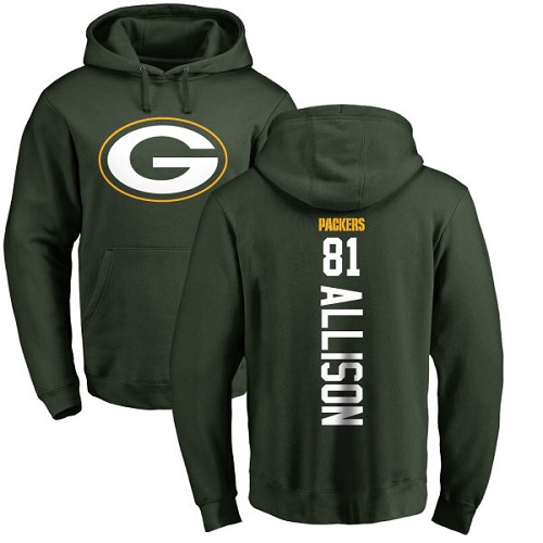 Men Green Bay Packers Green 81 Allison Geronimo Backer Nike NFL Pullover Hoodie Sweatshirts